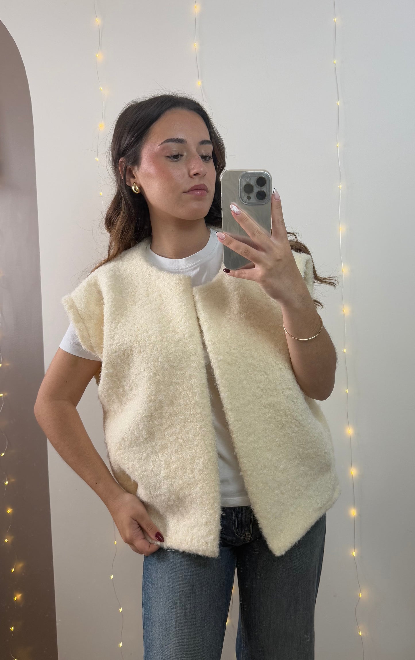 VESTE SANS MANCHES HORTENSIA - ÉCRU
