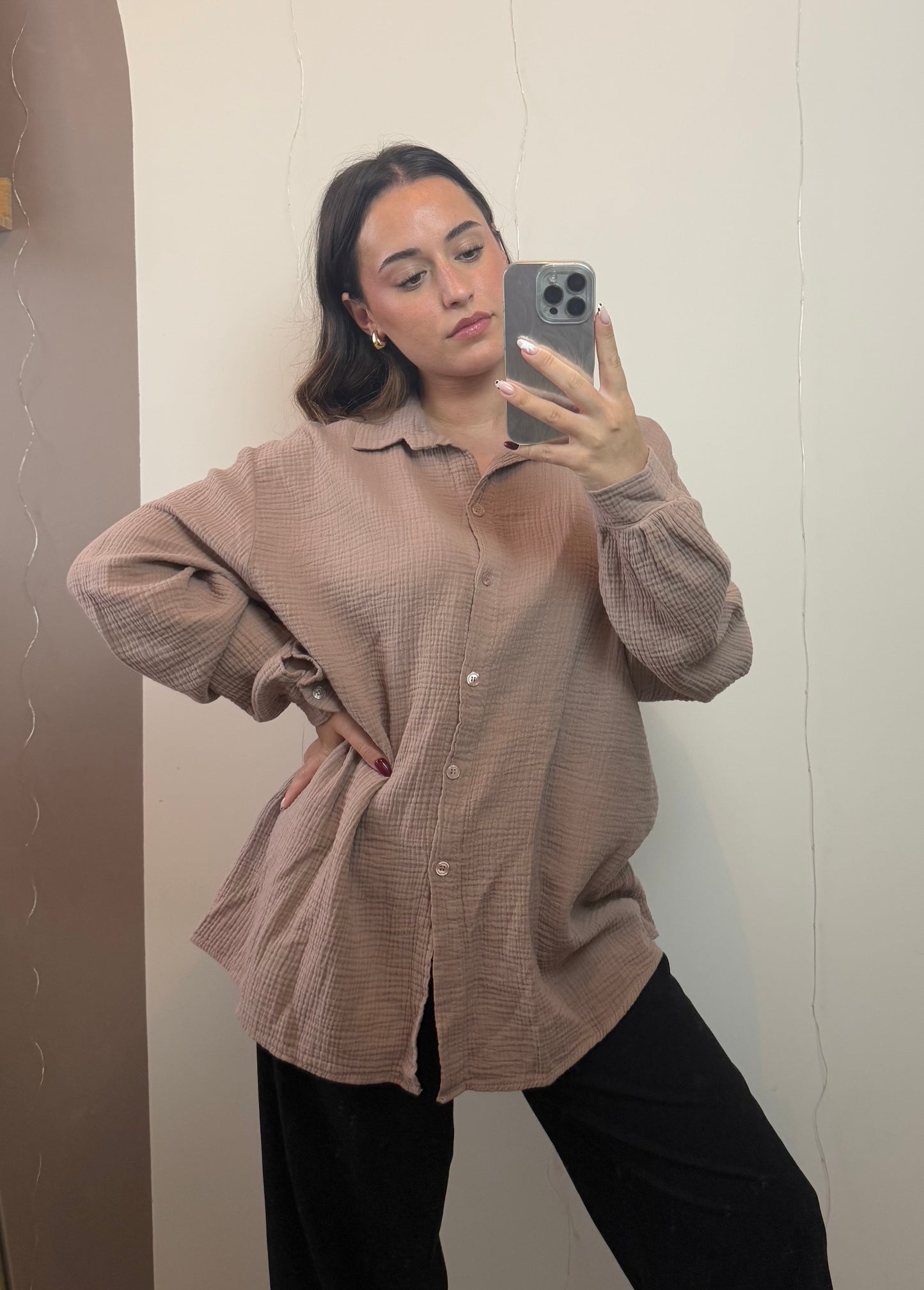CHEMISE GAZE DE COTON - MARRON