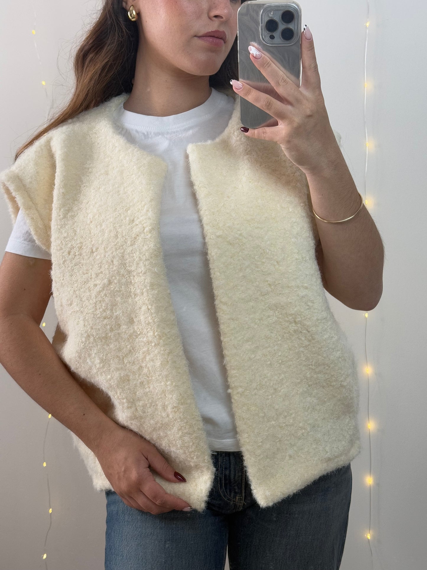 VESTE SANS MANCHES HORTENSIA - ÉCRU