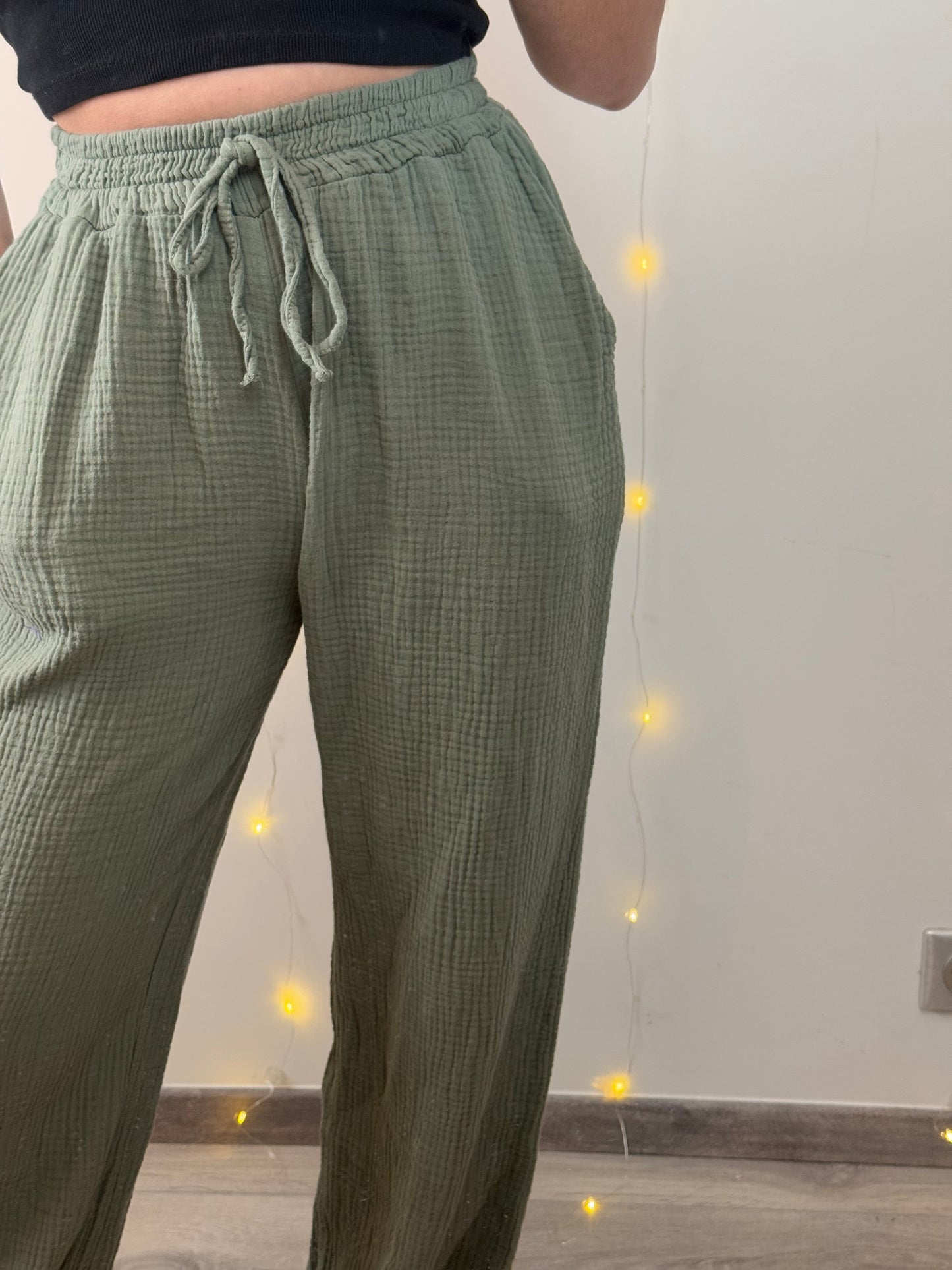 PANTALON GAZE DE COTON - KAKI