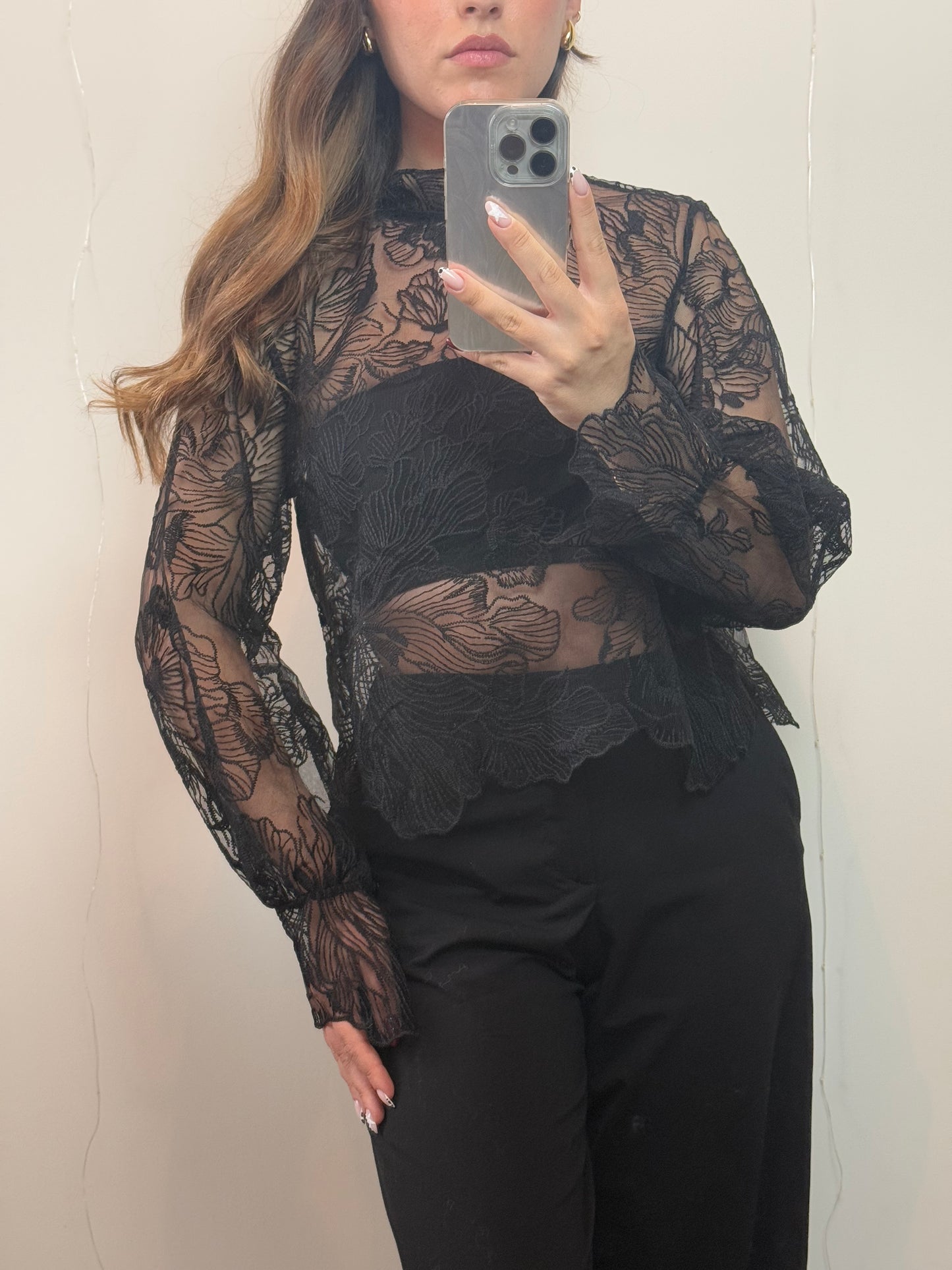TOP DENTELLE PÉTUNIA - NOIR