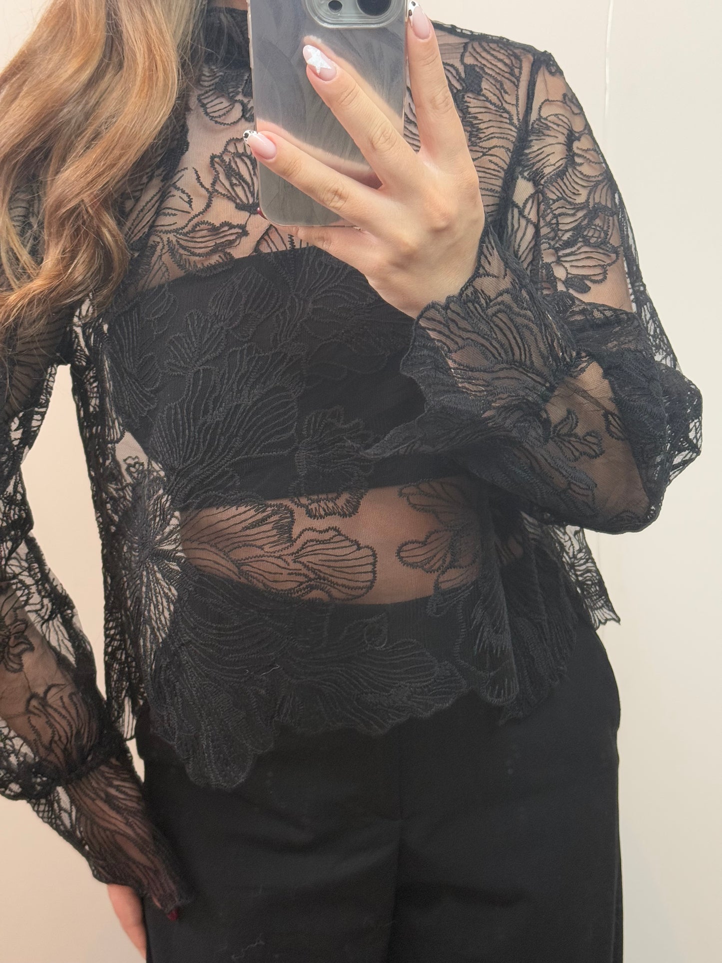 TOP DENTELLE PÉTUNIA - NOIR