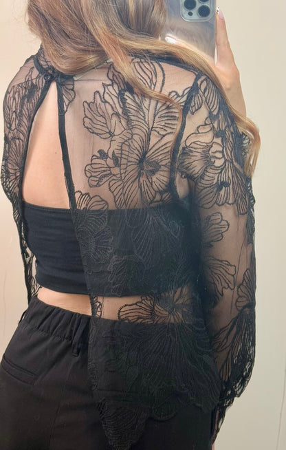 TOP DENTELLE PÉTUNIA - NOIR