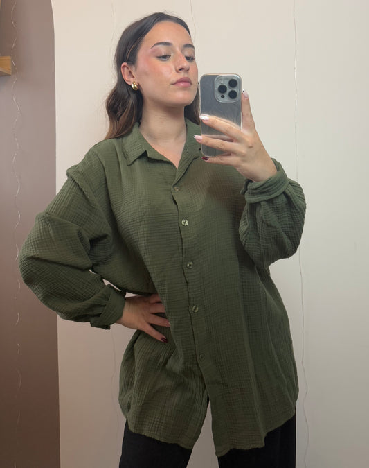 CHEMISE GAZE DE COTON - KAKI