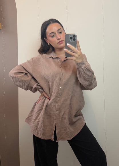 CHEMISE GAZE DE COTON - MARRON