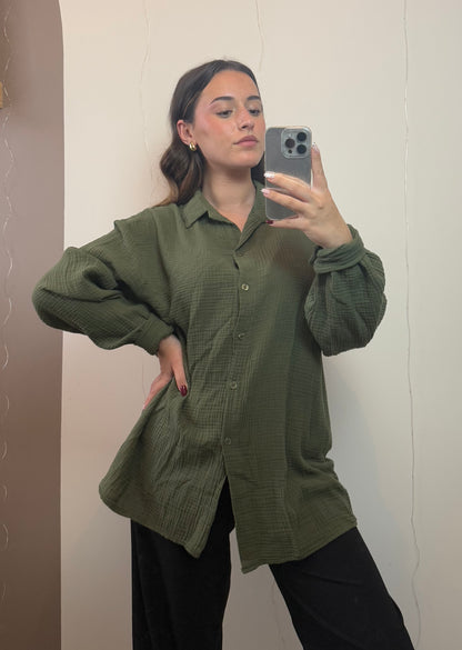 CHEMISE GAZE DE COTON - KAKI