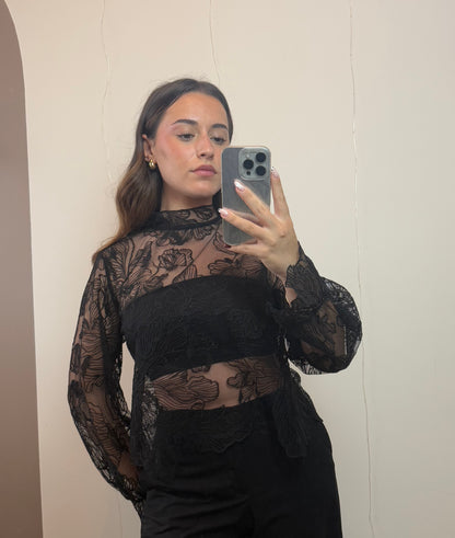 TOP DENTELLE PÉTUNIA - NOIR