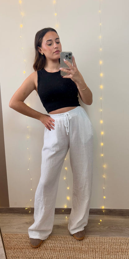 PANTALON GAZE DE COTON - KAKI