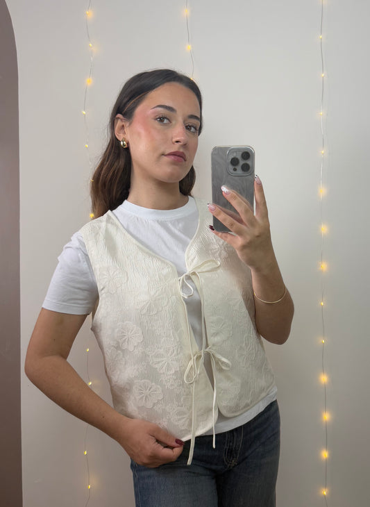 GILET SANS MANCHES DAHLIA - ÉCRU