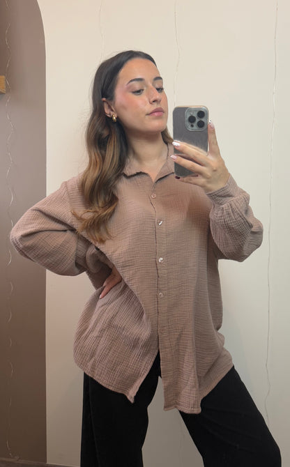 CHEMISE GAZE DE COTON - KAKI