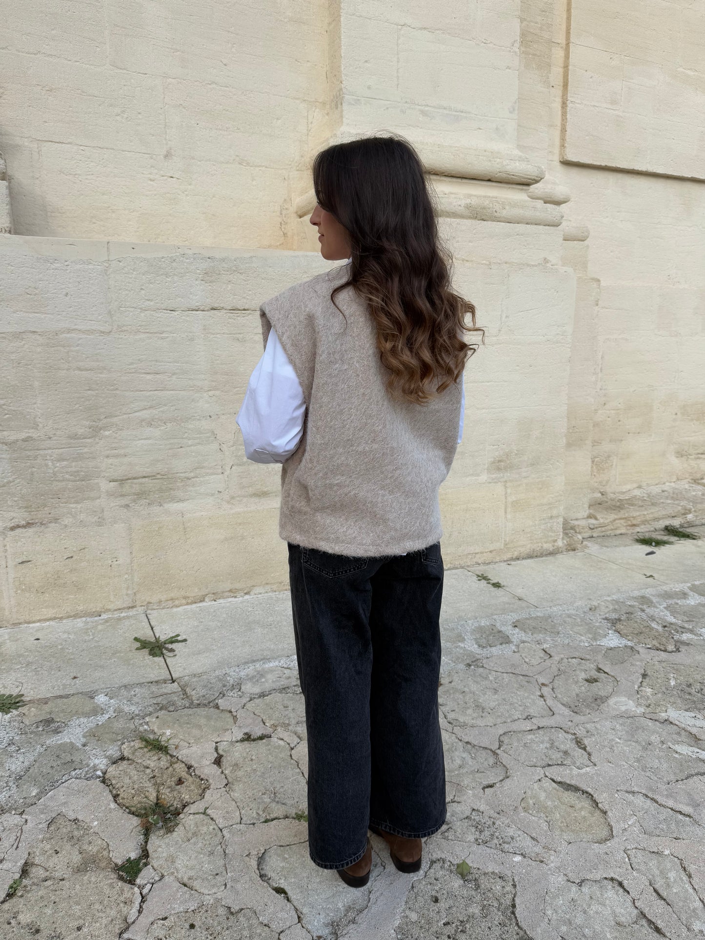 VESTE SANS MANCHES HORTENSIA - BEIGE