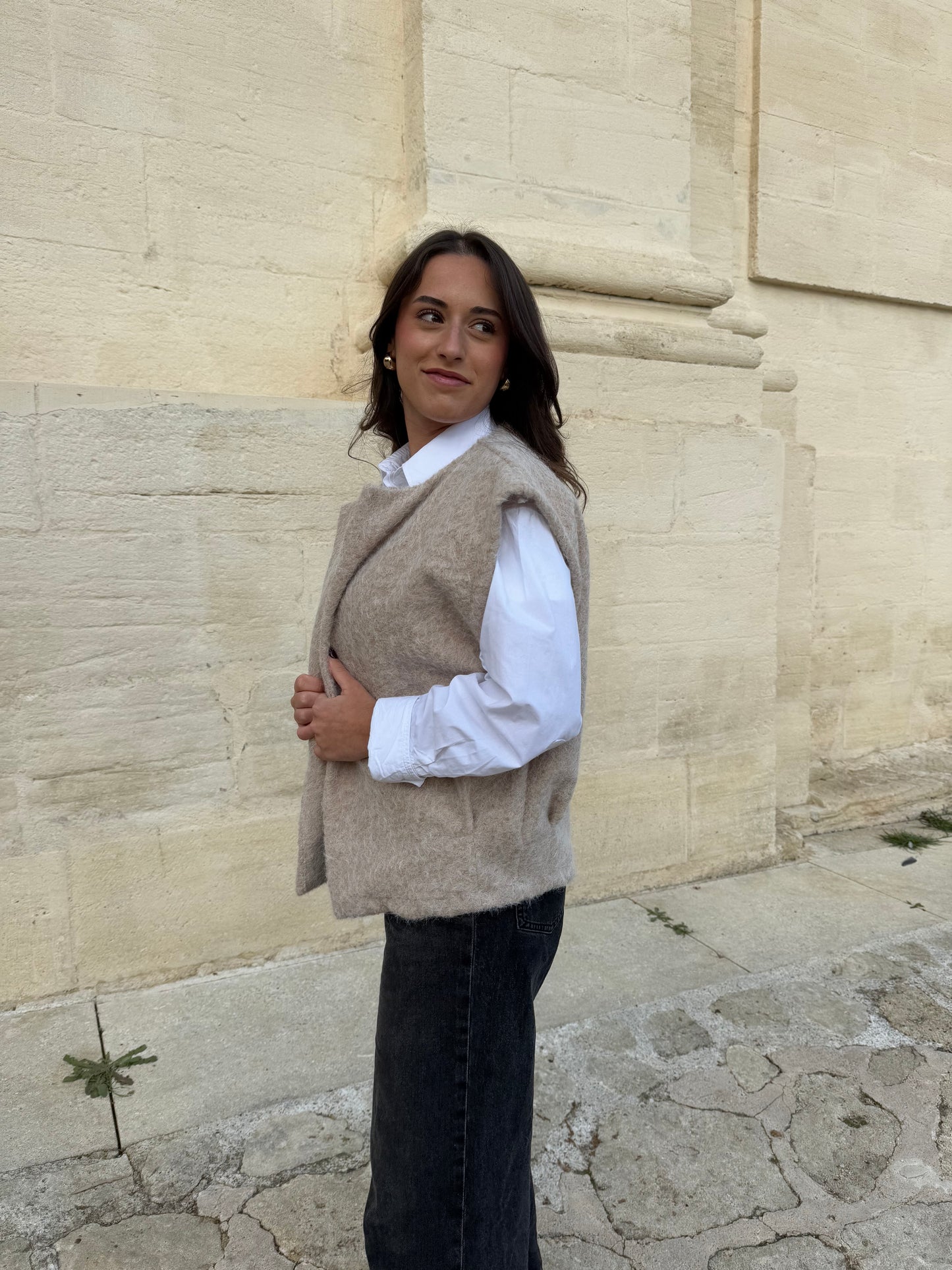 VESTE SANS MANCHES HORTENSIA - BEIGE