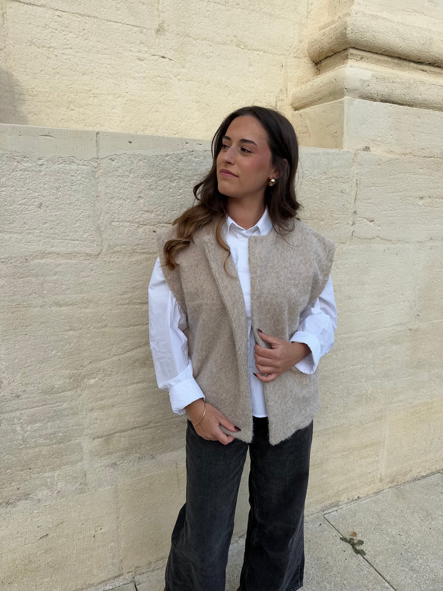 VESTE SANS MANCHES HORTENSIA - BEIGE