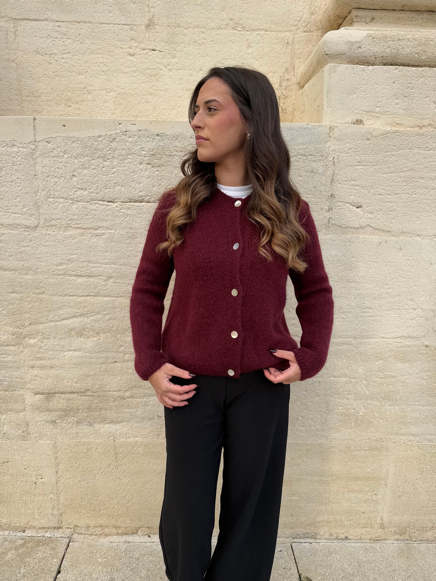 PULL TOURNESOL - BORDEAU