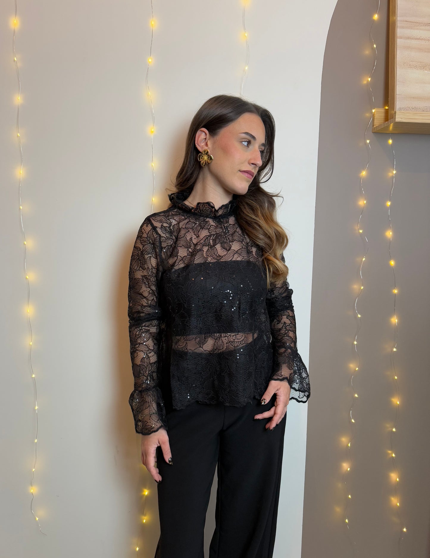 TOP DENTELLE PÉTUNIA - NOIR