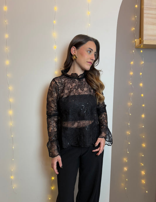 TOP DENTELLE PÉTUNIA - NOIR