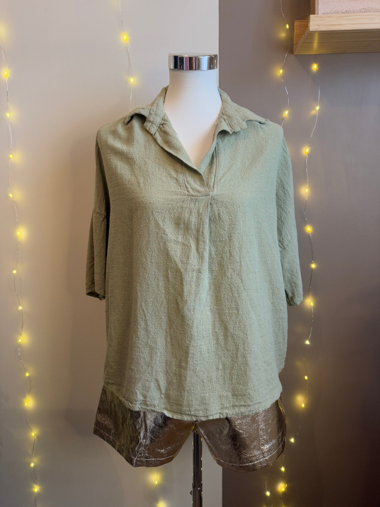 Blouse Kaki - Détails doré