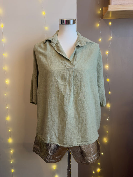 Blouse Kaki - Détails doré
