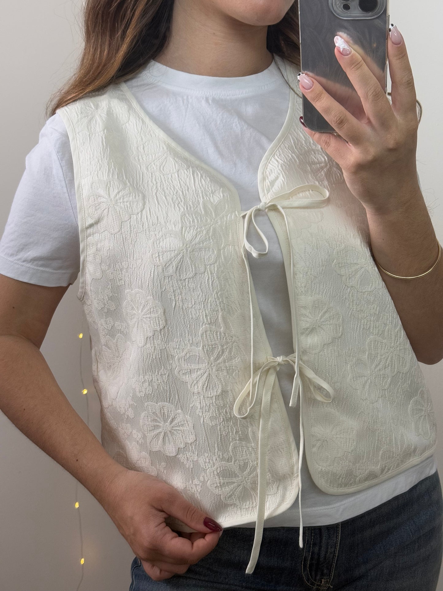 GILET SANS MANCHES DAHLIA - ÉCRU