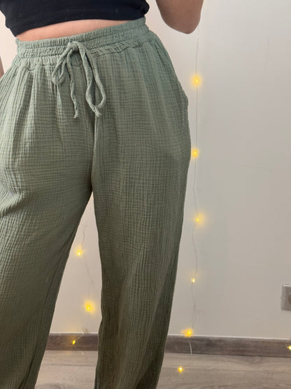 PANTALON GAZE DE COTON - KAKI
