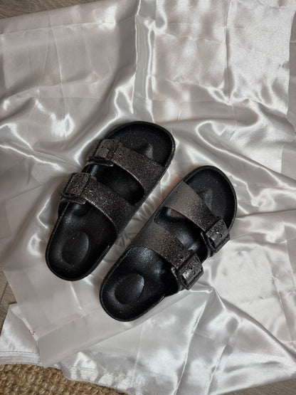 SANDALES À PAILLETTES - NOIR